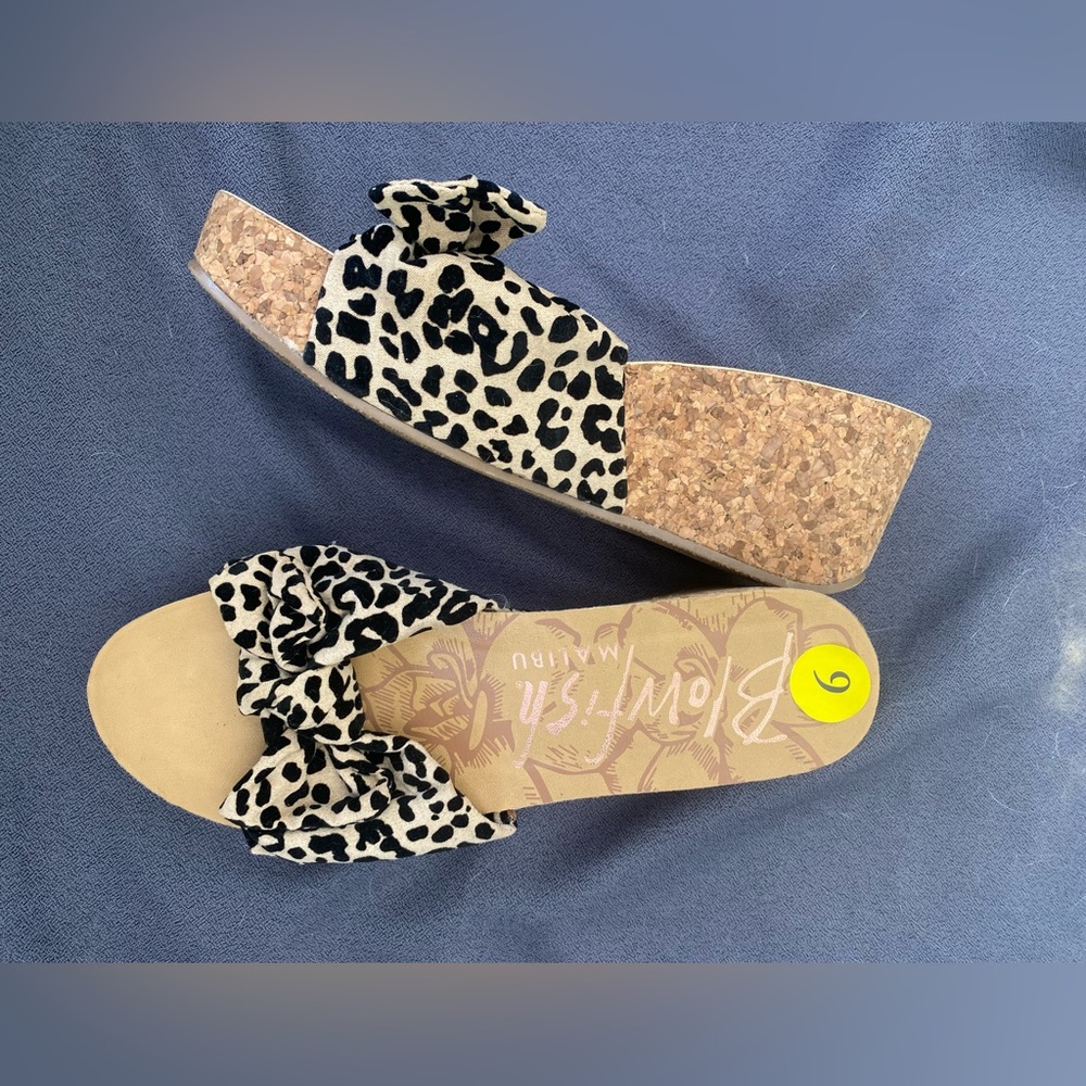 Blowfish animal print and cork sandal slide wedge size 9 nwt
